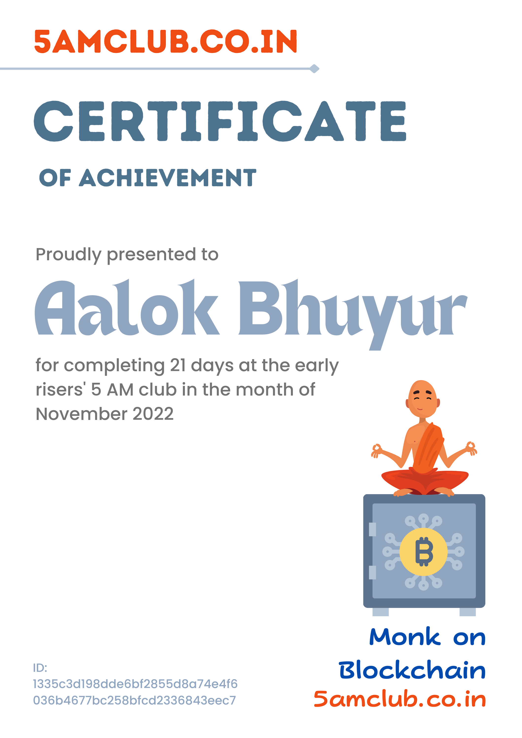 5amclub NFT Certificate